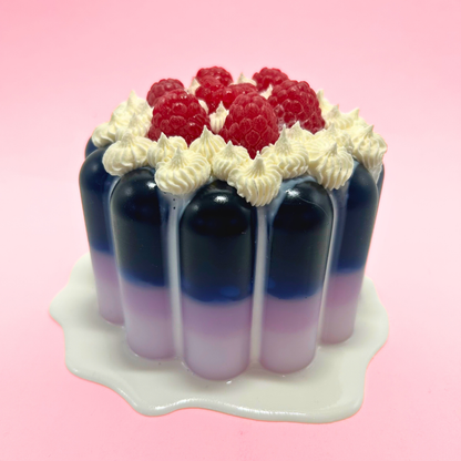 Blue Jelly with Raspberries and Cream