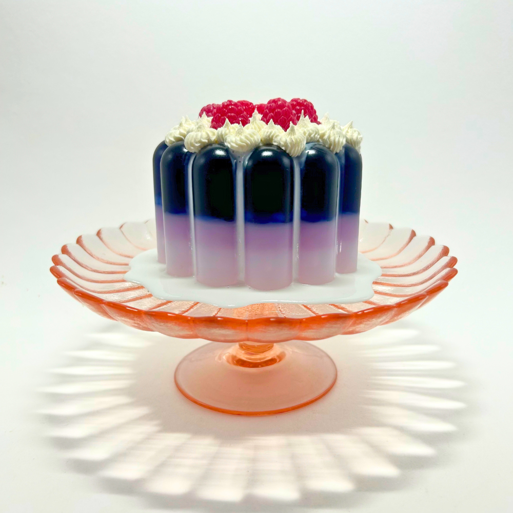 Blue Jelly with Raspberries and Cream