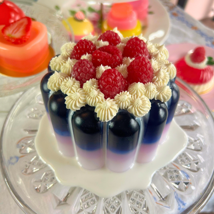 Blue Jelly with Raspberries and Cream