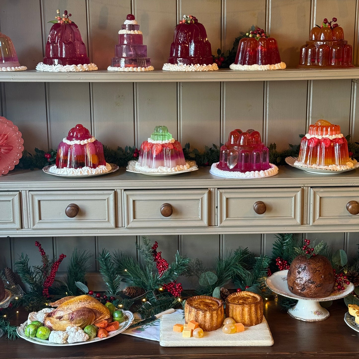 Traditional Christmas Pudding with Greenery & Foliage