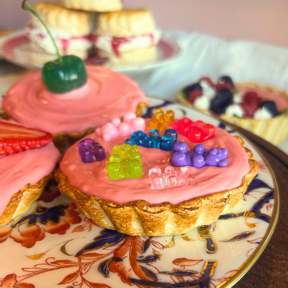 Set of 3 Fun Pink Custard Tarts