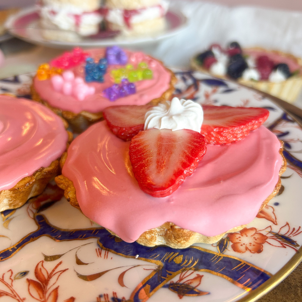 Set of 3 Fun Pink Custard Tarts