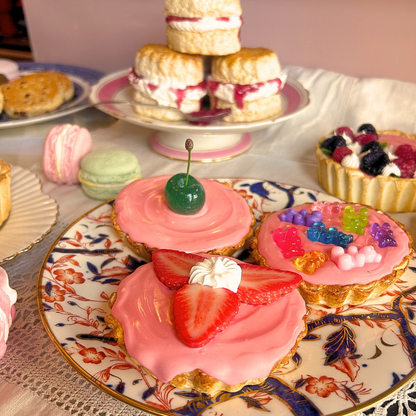Set of 3 Fun Pink Custard Tarts