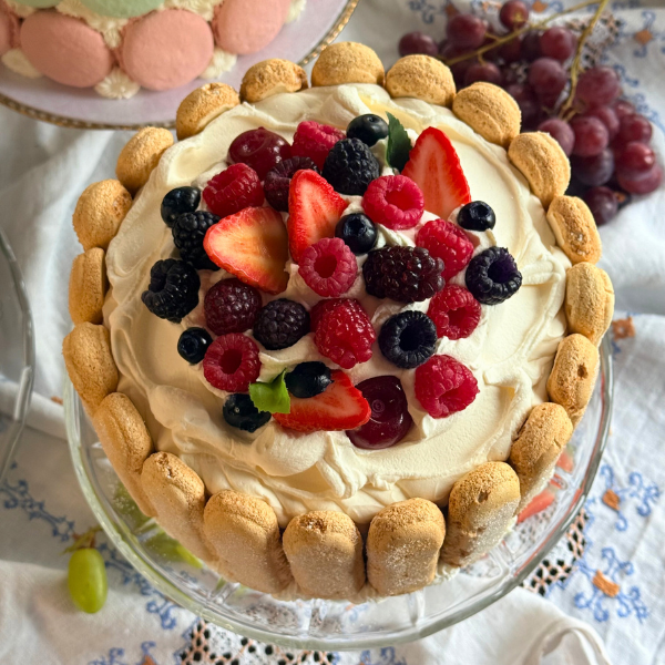 Charlotte Russe Cake with Berries