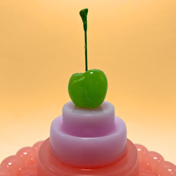 Peachy Pink Layered Jelly with Green Cherry