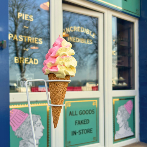 Strawberry & Custard Ice Cream Waffle Cone