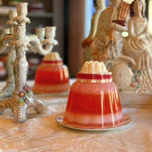 Pink and red layered jelly with crown