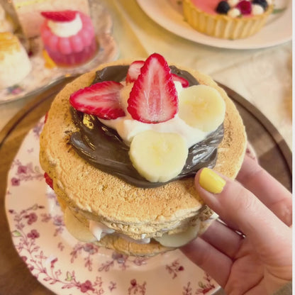 Triple Stack Pancakes with Nutella, Cream & Fresh Fruit